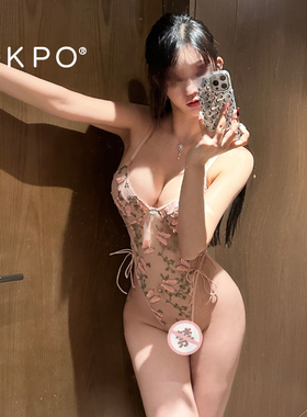 蝴蝶刺绣情趣内衣2025新款性感睡衣开裆免脱诱惑装连体衣大码小胸