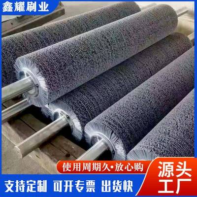 杜邦丝拉丝辊磨料丝抛光去毛刺毛刷辊钢丝刷辊打磨除锈弹簧刷辊