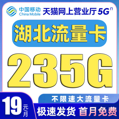 湖北流量卡中国移动纯上网卡电话卡无线限全国通用大流量卡手机卡