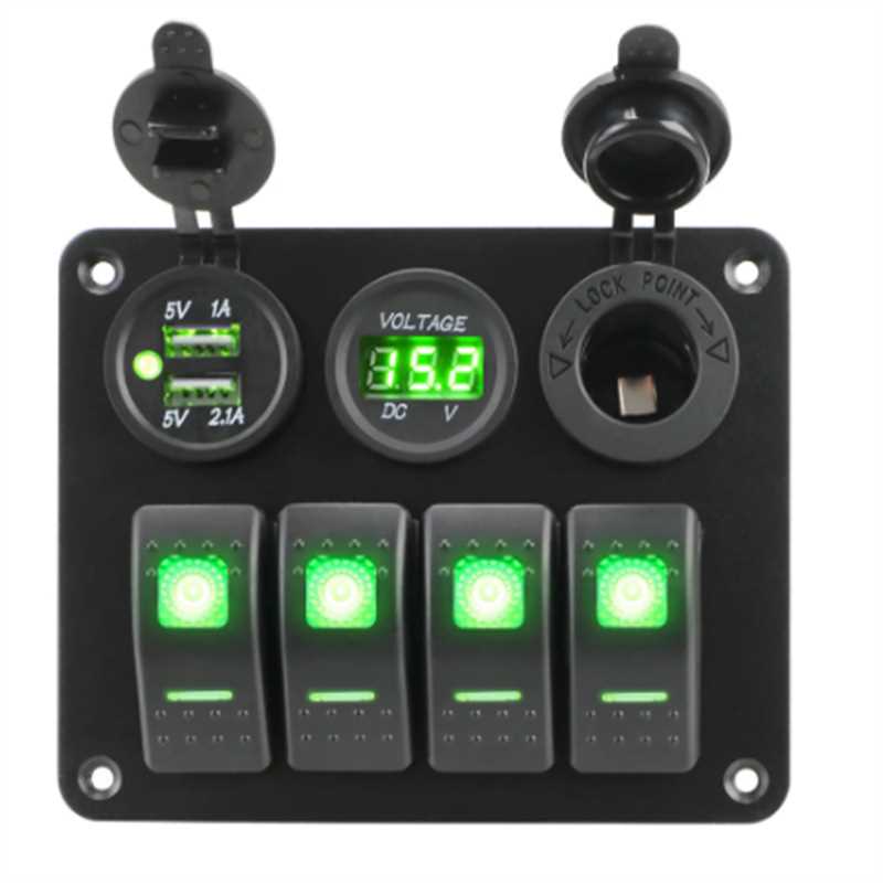 翘板开关 led 双面板usb 端口内部配件面板铝 4 组防水数字电压表