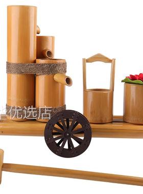 烘干 干竹流水鱼缸石槽摆件过滤器竹筒流水竹子装饰开 业礼品招财