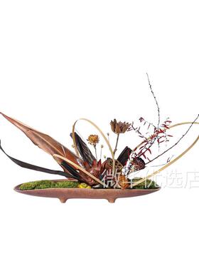 新中式苔藓仿真花干花组合样板间陶瓷果盘茶室桌面花艺造景花