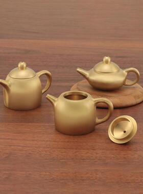 铜小茶壶迷你纯黄铜把把壶小摆件香插助运手把茶壶小铜器地摊货源