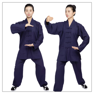 武当三宝领道士服装男夏季正一道服女居士服亚麻太极服女道装道