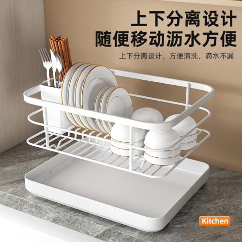 厨房碗碟筷沥水架家用台面置物架2023新款碗盘收纳架滤水篮收纳盒