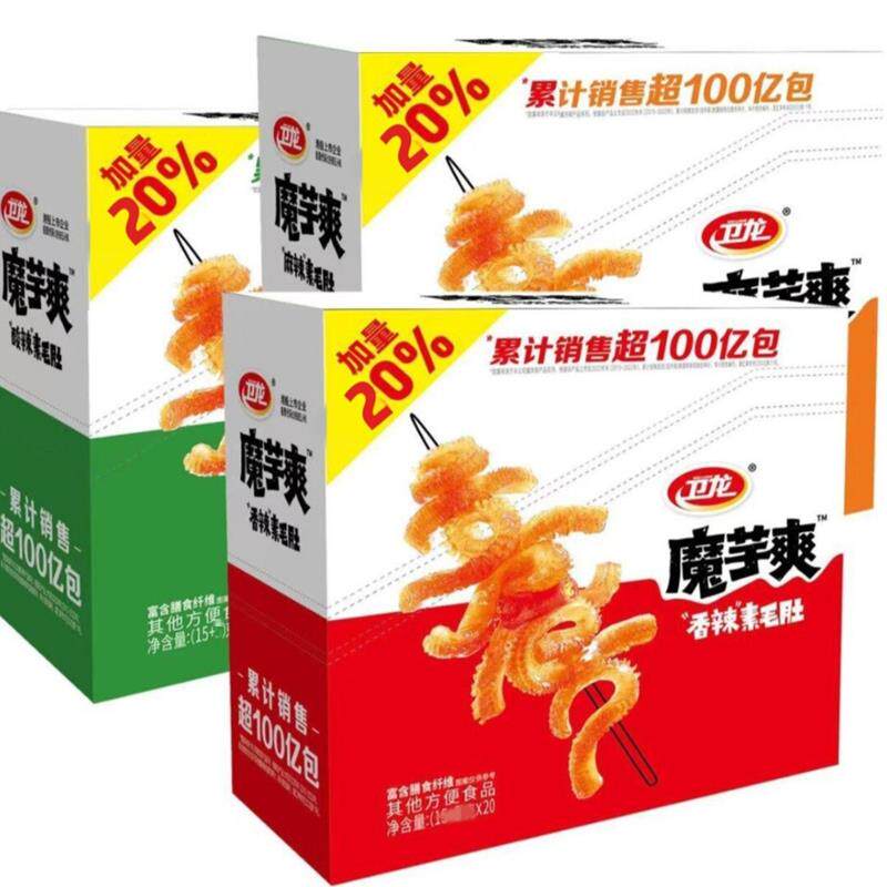 -加量装】卫龙魔芋爽18g素毛肚魔芋丝整箱3盒香辣麻辣酸辣零食辣