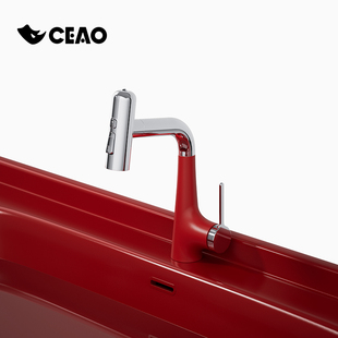 CEAO 犀陶 旋转可抽拉厨房龙头冷热水龙头全铜可伸缩水槽家用
