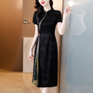 裙子 高端时衣贵夫人妈妈尚中式 速发改良旗袍连新裙2024夏季 新款