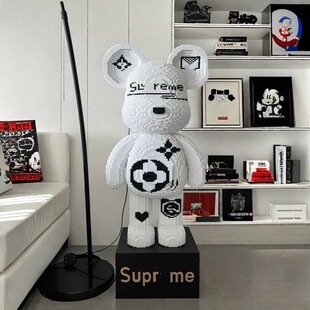 正版巨大潮牌暴力熊国潮益智积木拼装小颗粒儿童玩具摆件生日礼物