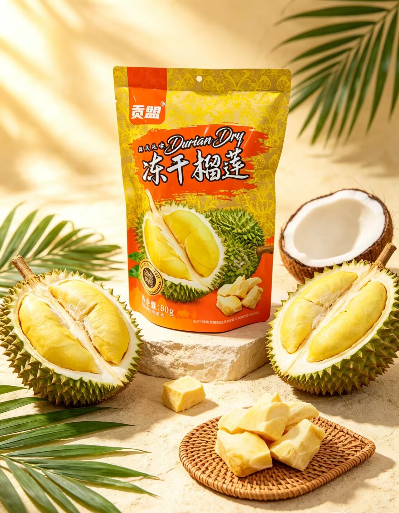 贡盟冻干榴莲干80克 休闲零食