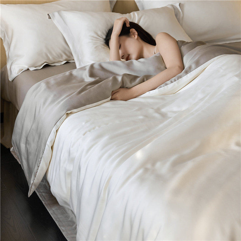 轻奢纯色双面天丝四件套2026新款简约冰丝裸睡丝滑床单被套床品