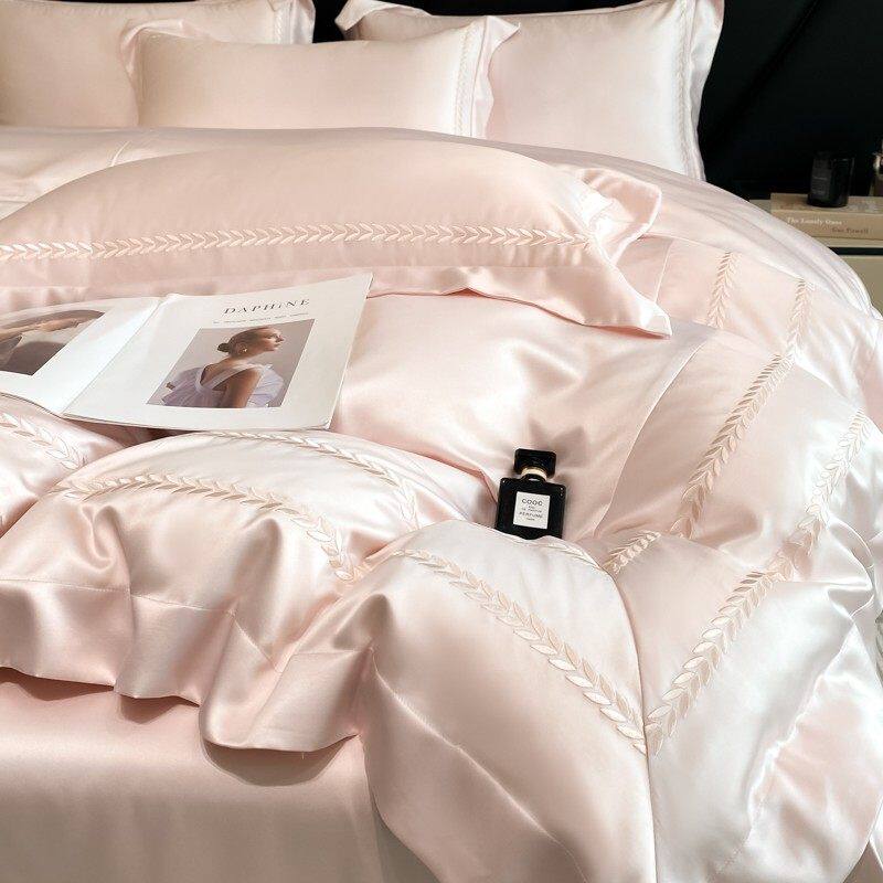 高端180支天丝四件套夏季轻奢简约冰丝凉感床单被套丝滑裸睡床品