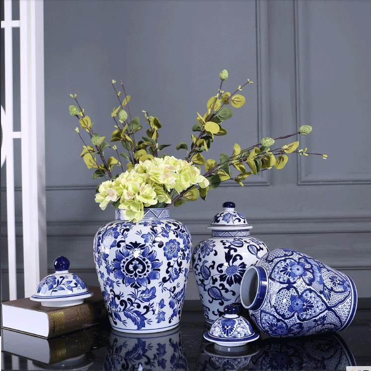 新中式创意青花陶瓷花瓶摆设样板间售楼部家具城玄关客厅软装,橡塑材料及制品,工业陶瓷,淘宝优惠券,粉丝福利购,淘宝优惠卷