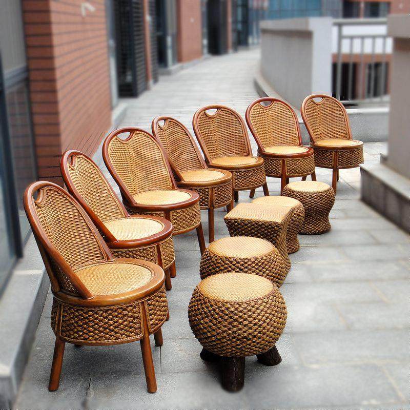 天然藤编靠背椅藤椅餐椅单人圆凳子家用小椅子休闲用阳台椅子实木,住宅家具,餐椅,淘宝优惠券,粉丝福利购,淘宝优惠卷