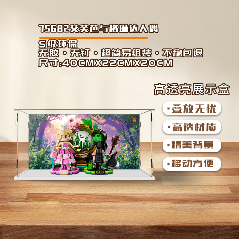 KGBOX盒后用于乐高魔法坏女巫75682艾芙芭与格琳达人偶展示盒