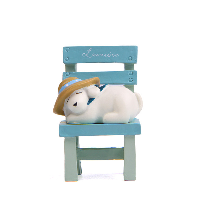 爆款日式杂货小狗趴凳子上苔藓多肉小清新花插道具 拍摄道具