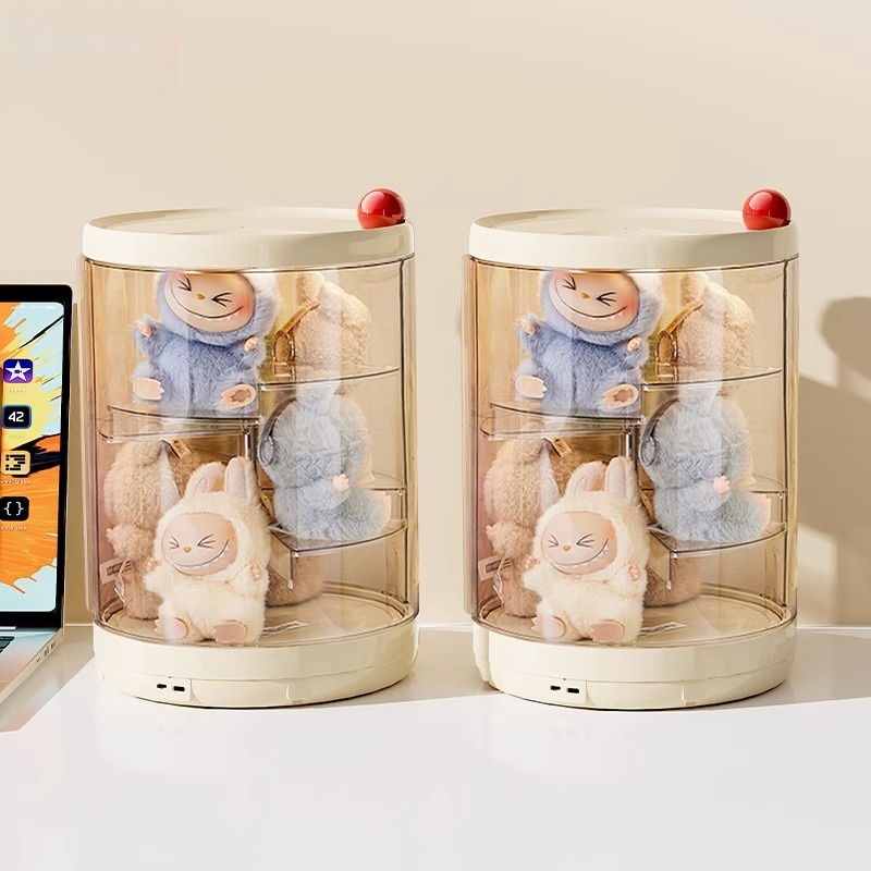 旋转盲盒收纳展示架防尘透明