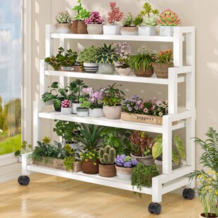 阳台花架子客厅落地式家用铁艺置物架实木多肉花盆架多层植物摆放