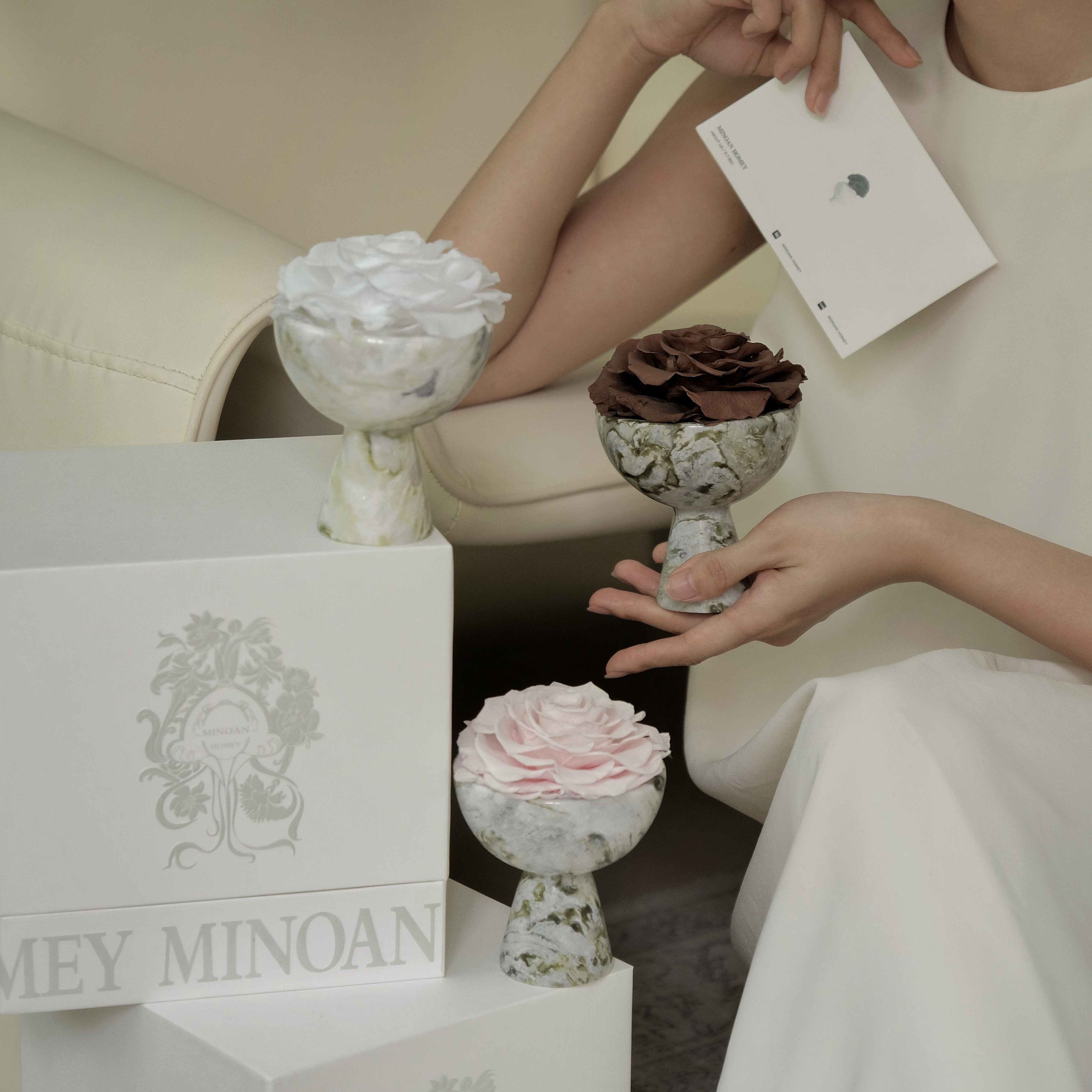 云石瓶永生花·天然大理石摆件家居装饰品送女友闺蜜礼物礼盒