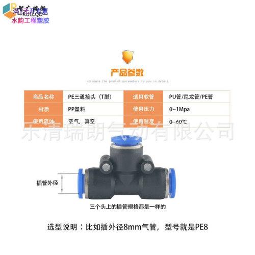 气动快速接头PE8气管快插接头PE4