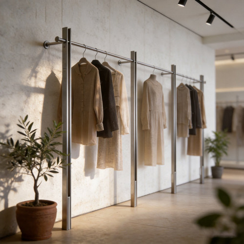 服装店展示架高端女装店上墙韩式挂衣架拉丝不锈钢落地式陈列货架