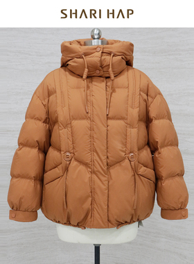 【冬日南瓜色】SHARI HAP休闲连帽羽绒服短款加厚保暖冬装新款