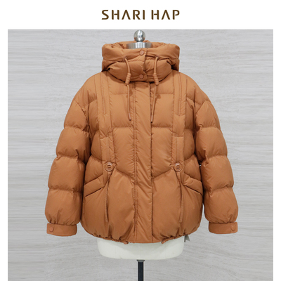 【冬日南瓜色】SHARI HAP休闲连帽羽绒服短款加厚保暖冬装新款