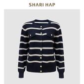 洋气减龄小香风秋冬新款 SHARI HAP莎瑞条纹针织开衫 上衣