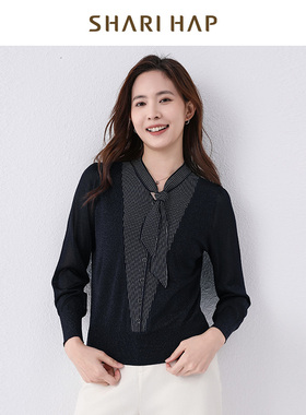SHARI HAP假两件针织衫女2025春季新款时尚洋气飘带上衣专柜正品