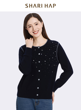 【绵羊毛】SHARI HAP羊毛衫针织开衫女短款2025秋冬新款专柜正品