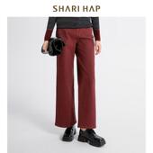 HAP安哥拉红牛仔裤 洋气直筒阔腿裤 女宽松大码 SHARI 中年裤 子