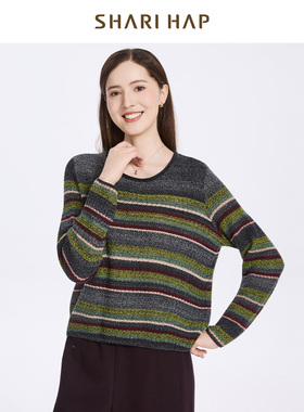 SHARI HAP条纹针织衫女宽松慵懒风秋装新款上衣