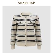 SHARI HAP莎瑞高端条纹针织开衫 洋气小香风秋冬上衣