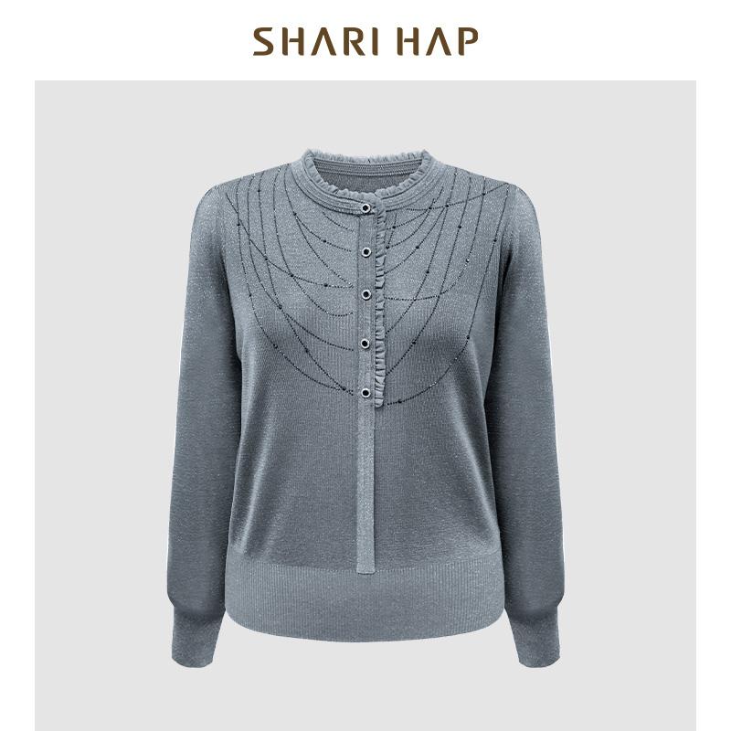SHARI HAP中年女士天丝小衫洋气高端套头打底衫2025春装新款