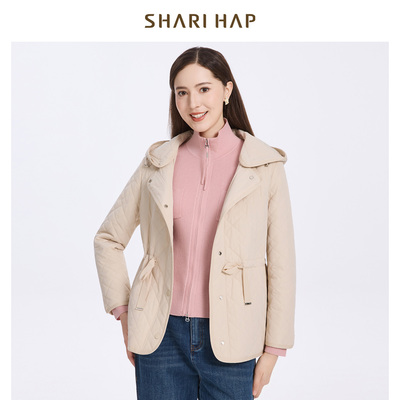 【桑蚕丝】SHARI HAP可拆卸连帽蚕丝棉服女秋冬新款外套