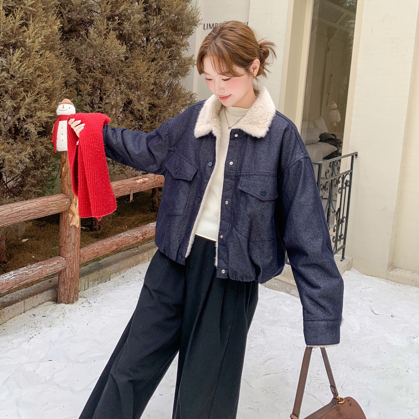 深蓝色加绒加厚牛仔外套女2025冬新款美式复古小个子工装棉服夹克,女装棉衣/棉服,2C211