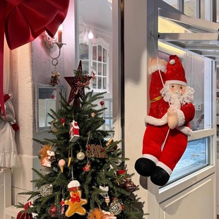 圣诞老人爬绳玩偶节日装饰品家用门口店铺橱窗氛围布置创意挂件