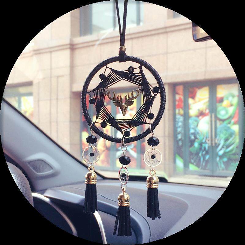 ins车挂捕梦网汽车挂件扑铺朴梦网手工七芒星挂件流苏车挂