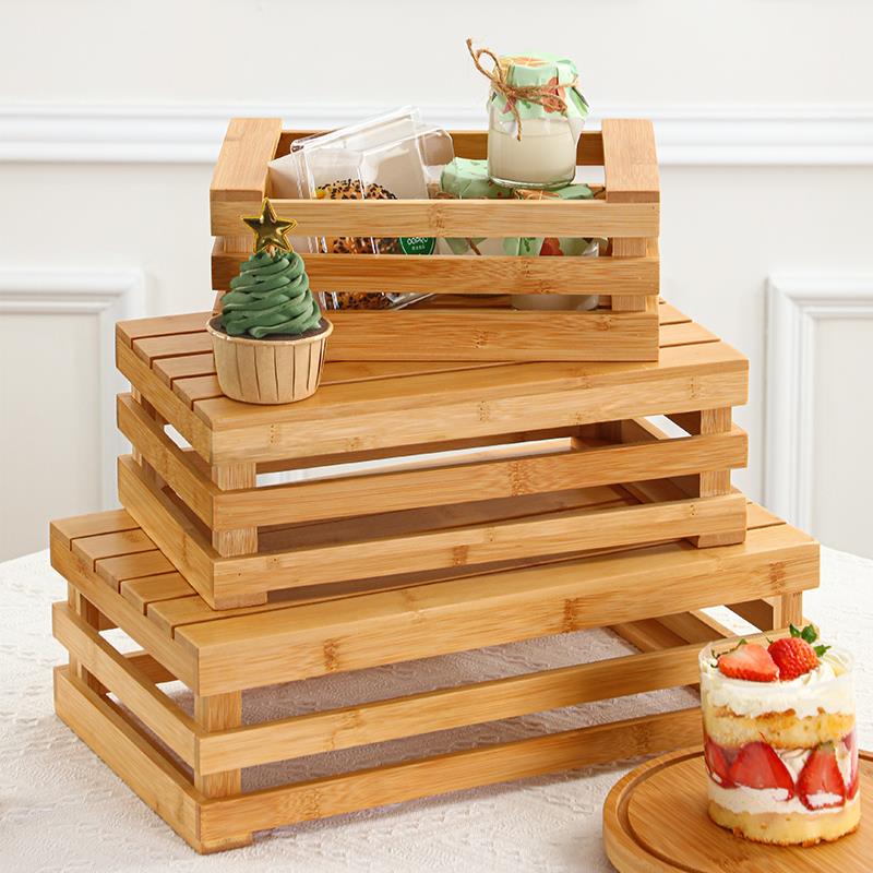 新品示71TX面木包篮子品质收纳框户外野餐复古蛋糕台摆台展架森系