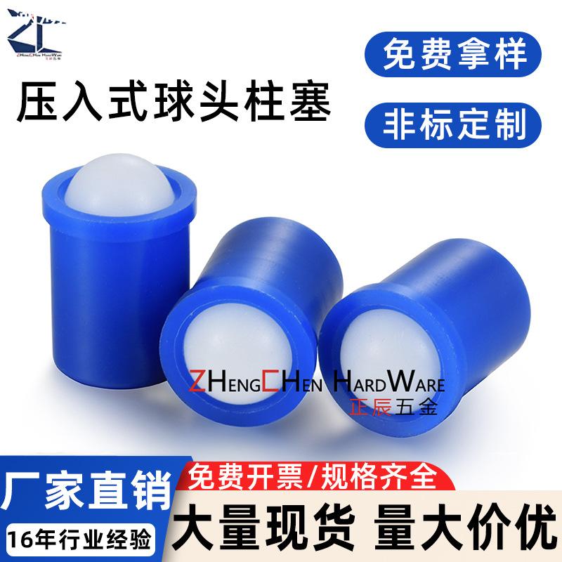 工厂直销NPP压入式球头柱塞台阶蓝色POM聚缩醛弹簧定位珠光身碰珠
