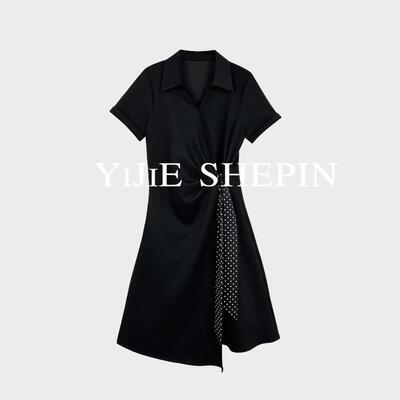 宝莎伦【YIJIE奢品 】【漫步轻语】法式设计感收褶修身显瘦连衣裙