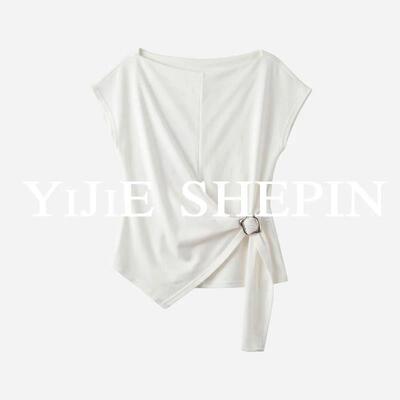 宝莎伦【YIJIE奢品 】极简荡领收腰无袖气质T恤M26081