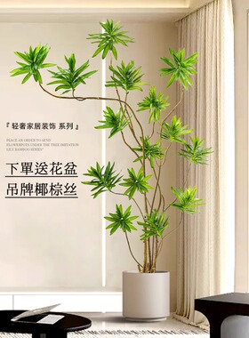 百合竹模拟绿色植物客厅大型落地式装饰盆景室内高端彷生植物假花