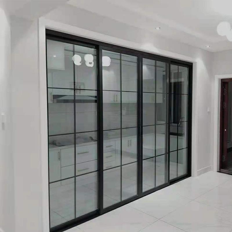 新品极窄铝合金极台窄边无轨推拉钢化阳门玻璃门厨房客厅移门重型