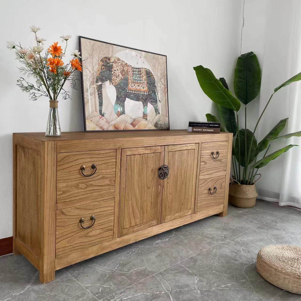 新款老榆木餐边柜实木靠墙收纳储物柜多款式实木茶水柜客厅边柜