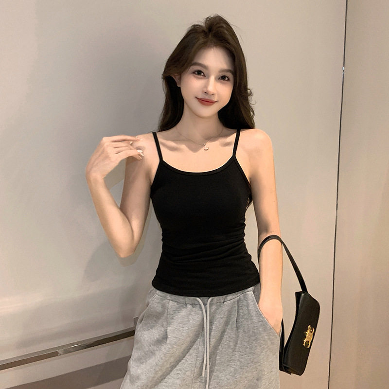 纯棉遮副乳吊带2025春夏女士打底衣百搭背心辣妹外穿美背