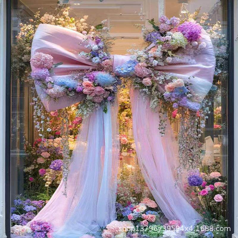 巨型蝴蝶结成品婚房装饰晨袍拍照背景韩式婚礼橱窗摆件美陈道具