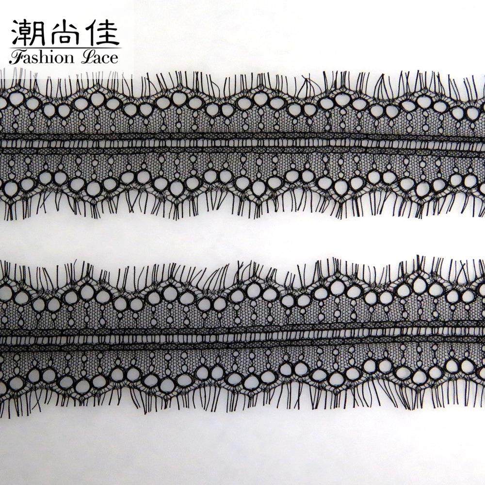 黑白睫毛双边7.5cm 无弹蕾丝内衣面料 婚纱女装内衣蕾丝花边