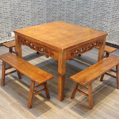 实木仙桌四方桌中式100*100*仿古桌子农村桌老式商正方形饭店餐椅