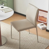 北欧风皮艺餐椅家用小户型餐桌椅简约现代靠背椅子不锈钢腿餐厅椅